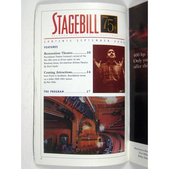 Man Who Came Dinner Stagebill Opening Night 2000 Nathan Lane Jean Smart - Picture 2 of 6